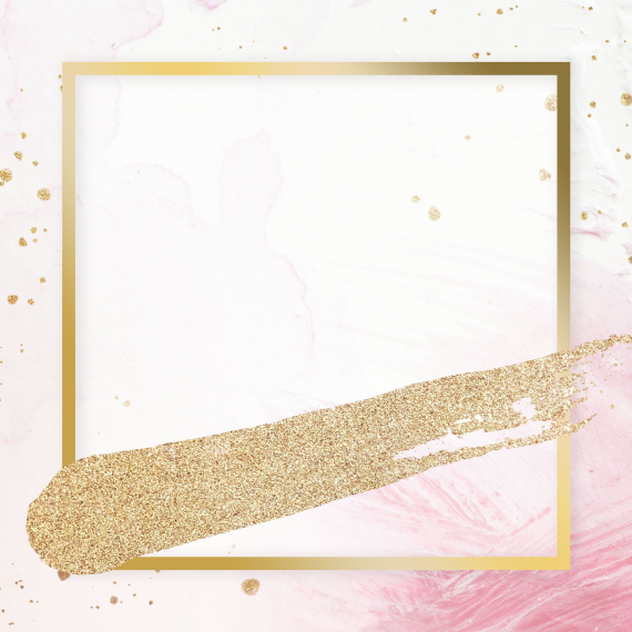 Gold square frame on a feminine pink background